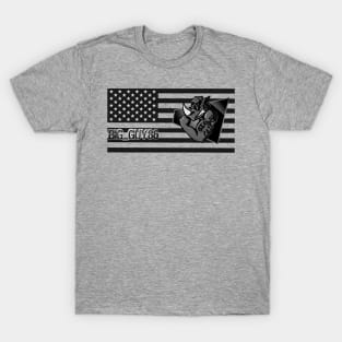 Black and white flag with logo T-Shirt